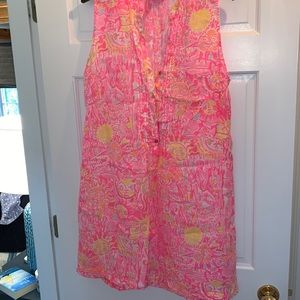 Lilly Pulitzer linen, bouncy neon colors dress